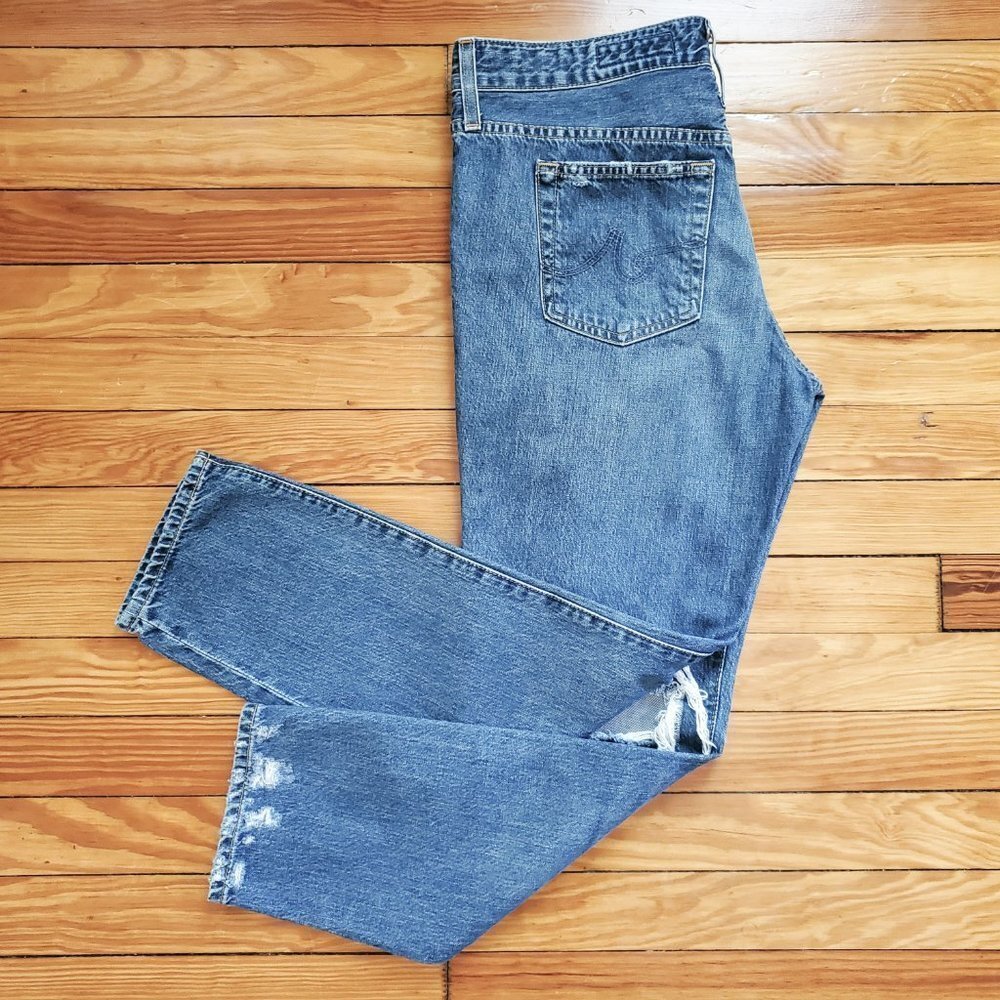 Ag The Beau Slouchy Skinny Distressed Destroyed Ripped Jeans 100% Cotton Sz 29R - Picture 4 of 16